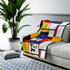 Mondrian Home Décor,  Retro, Atomic Cat, Mod, THIN Velveteen Plush Blanket 50" × 60"