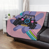 Retro Off Roading, Mid Mod Black Cats, Hippie, Hipster, Pink, Mod Minky Blanket Home Decor 50" × 60"