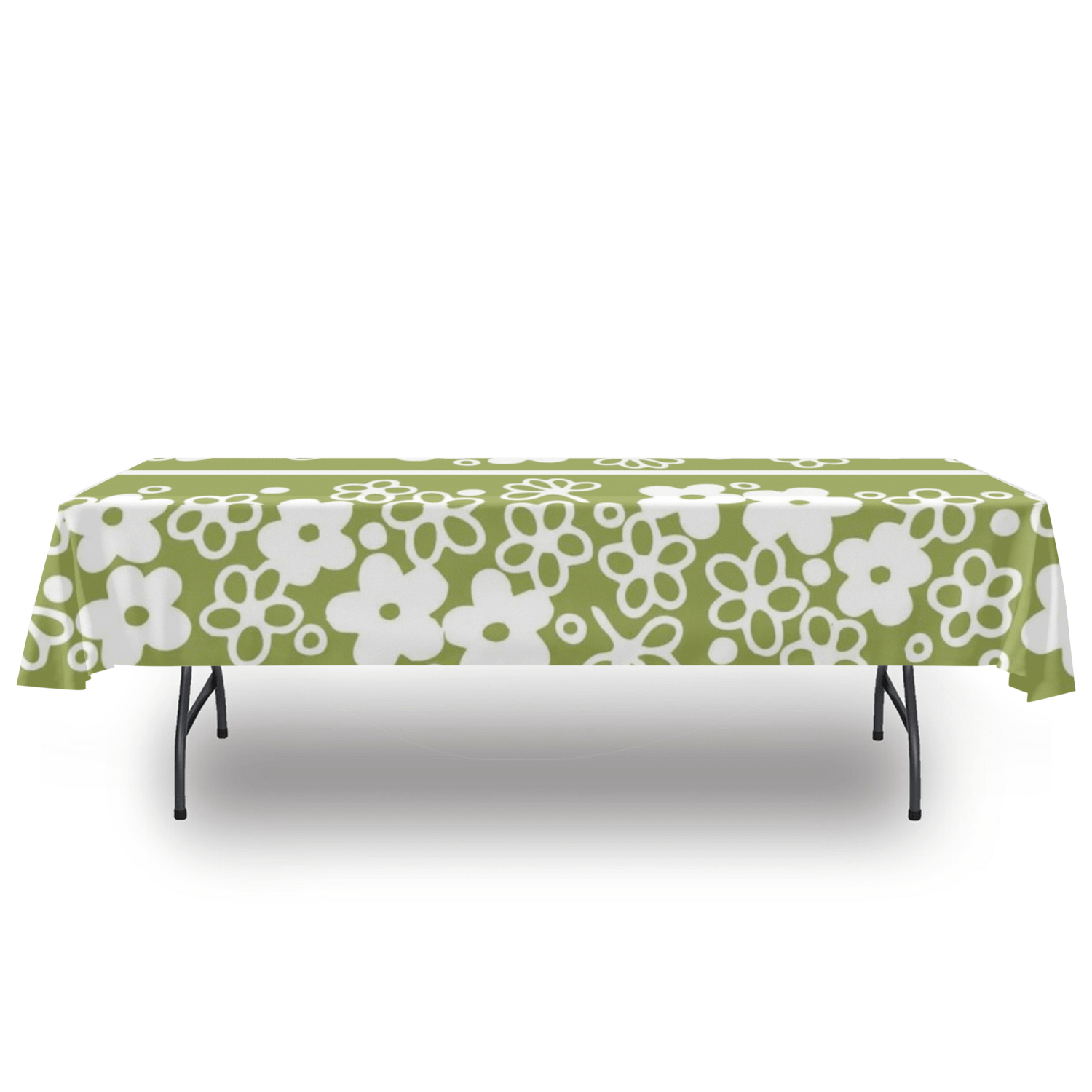 Retro Green, Spring Blossom, Pyrex Lover, Mod Daisy MCM Tablecloth tablecloth 54&quot; x 120&quot;