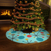 Mid Century Modern Christmas Tree Skirt, Aqua Blue, Atomic Starbursts, Geometric, Retro Christmas Holiday Tree Decor Home Decor 57&