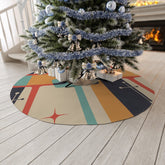 Mid Century Modern Christmas Tree Skirt, Beige, Gray, Aqua, Orange, Geometric Design, MCM, Retro Holiday X-Mas Tree Skirt Home Decor 57&