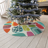 Mid Century Modern Christmas Tree Skirt, Geometric Amoeba, Purple, Teal, Aqua, Green, Orange, Retro Boho Tree Skirt Home Decor 57&