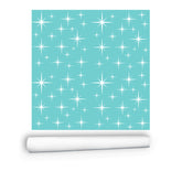 Atomic 50s Starbursts Aqua And White, Mid Century Modern Removeable Peel And Stick Wall Murals - Mid Century Modern Gal