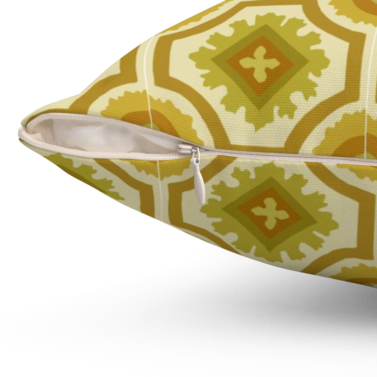 60's 70's Avocado, Verde Green, Golden Yellow, Retro, Nostalgic Linoleum Tile Pillow Insert And Cover Home Decor