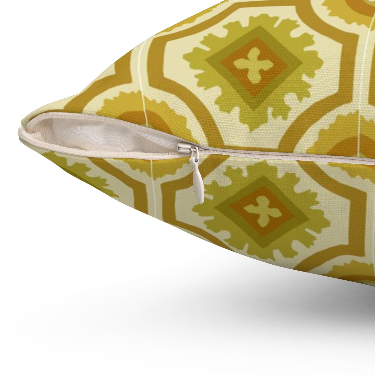 60's 70's Avocado, Verde Green, Golden Yellow, Retro, Nostalgic Linoleum Tile Pillow Insert And Cover Home Decor