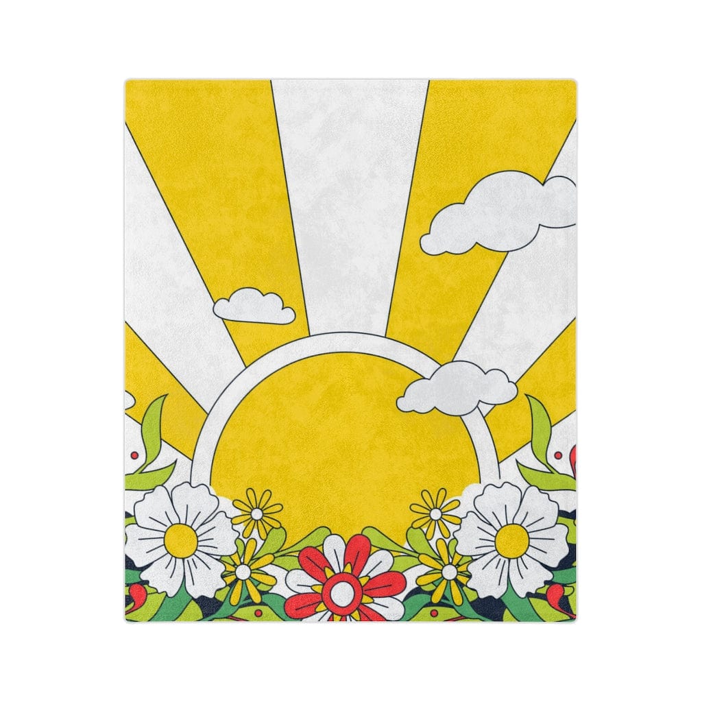 Retro Groovy 70's Sunny, Flower Power, Hippie Vibes, Mid Mod Living Room, Bedroom, Office, Dorm MCM Velveteen Minky Blanket Home Decor 60" × 50"