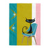 Atomic Cat Retro Mid Century Mod Teal, Green, Pink, White Velveteen Cozy Thin Blanket Throw Home Decor 60" × 80"