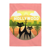 Mid Century Modern Palm Springs, California, Hollywood Sunrise, Coral Pink Mid Mod, MCM Velveteen Plush Blanket All Over Prints 60" × 80"
