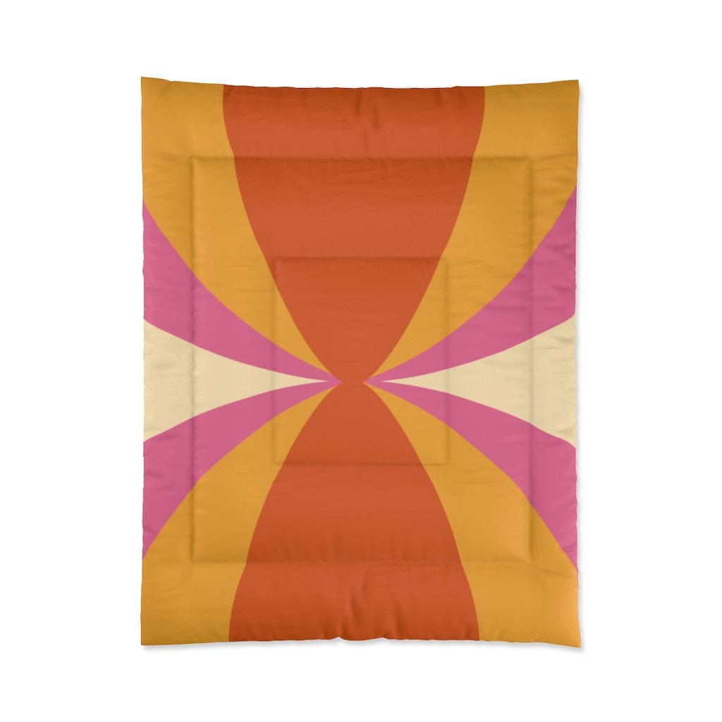 70's Bedding, Bedspread, Bedroom King, Queen Or Twin, Orange, Pink, Yellow, Beige, Groovy Mid Mod MCM Comforter Home Decor 68" × 88"