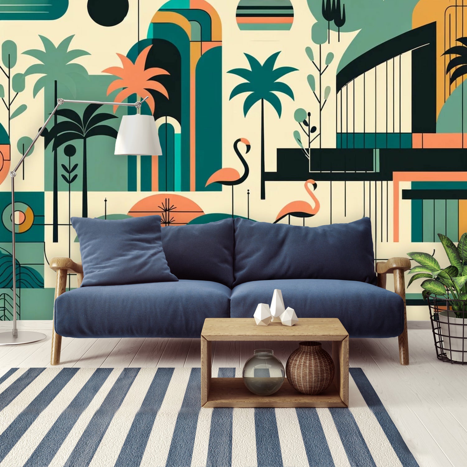 Old Palm Spring California Style Mid Century Modern Wallpaper, Peel And  Stick Wall Murals