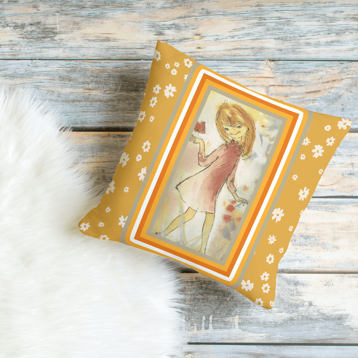 70's Flower Child, Flower Power, Groovy Daisy Sweet Girl,  Retro Pillow COVER Home Decor