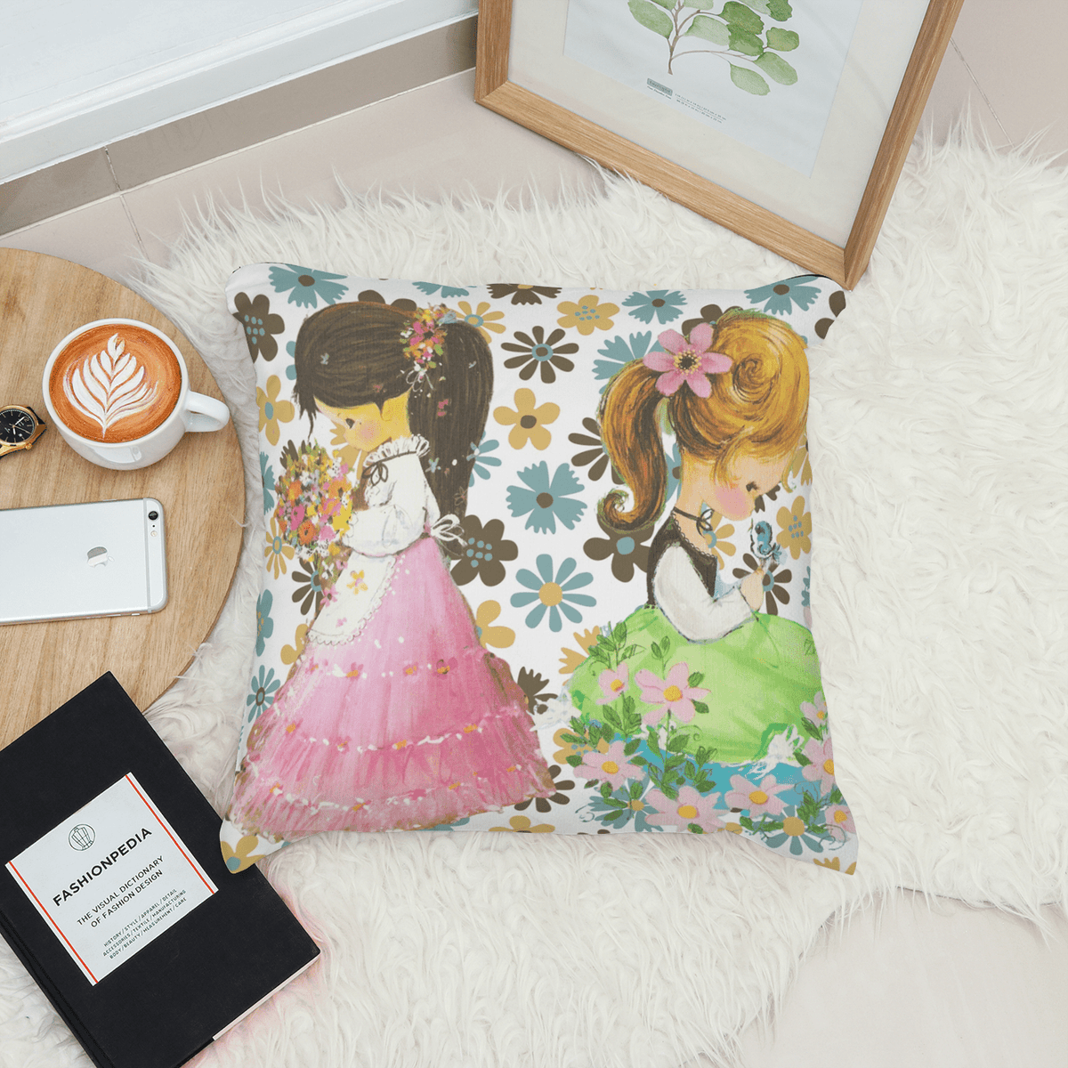 70's Flower Power, Sweet Flower Girls, Retro Mod Daisy Pillow Gift Home Decor