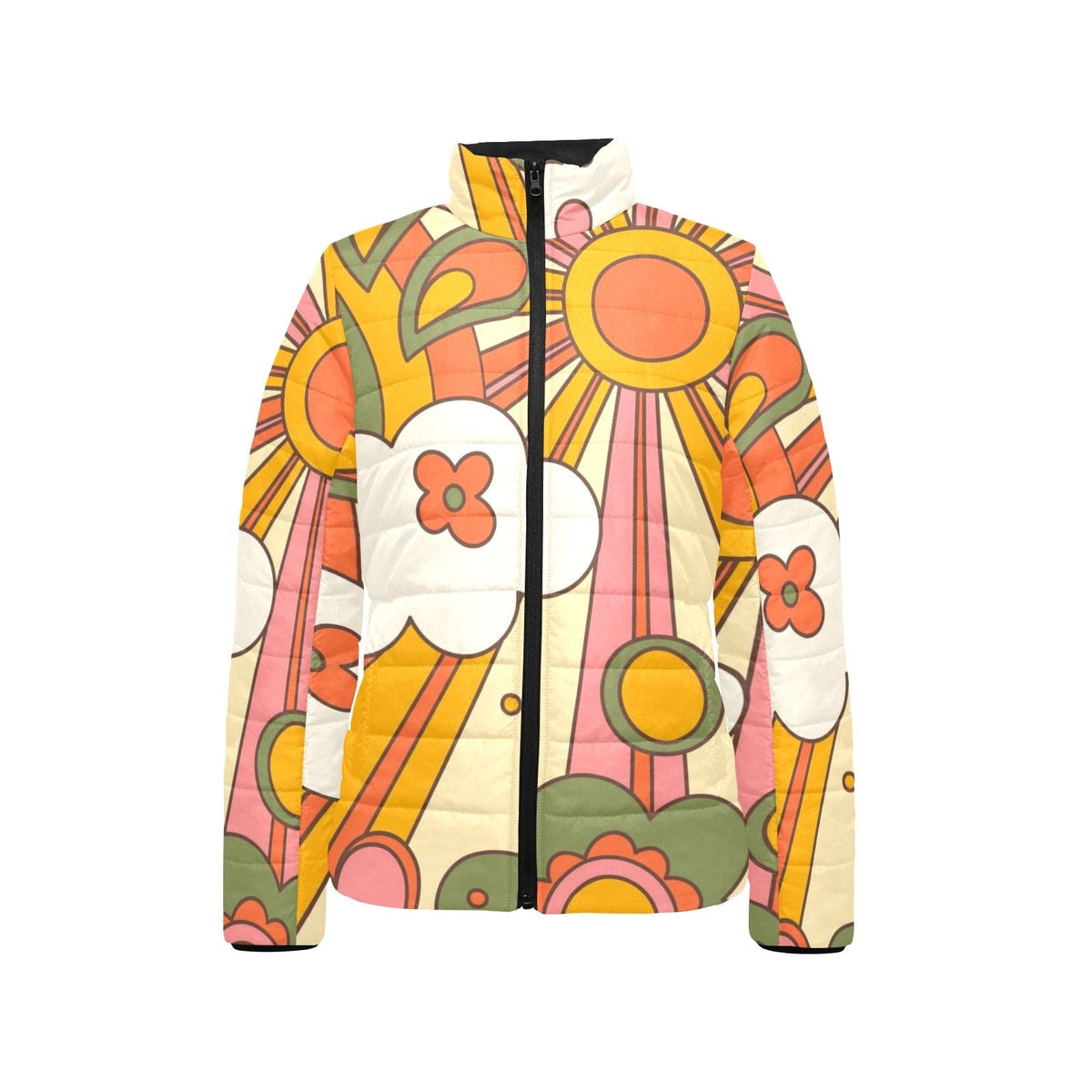 70's Groovy Sun, Retro Women's Bomber Jacket Jackets