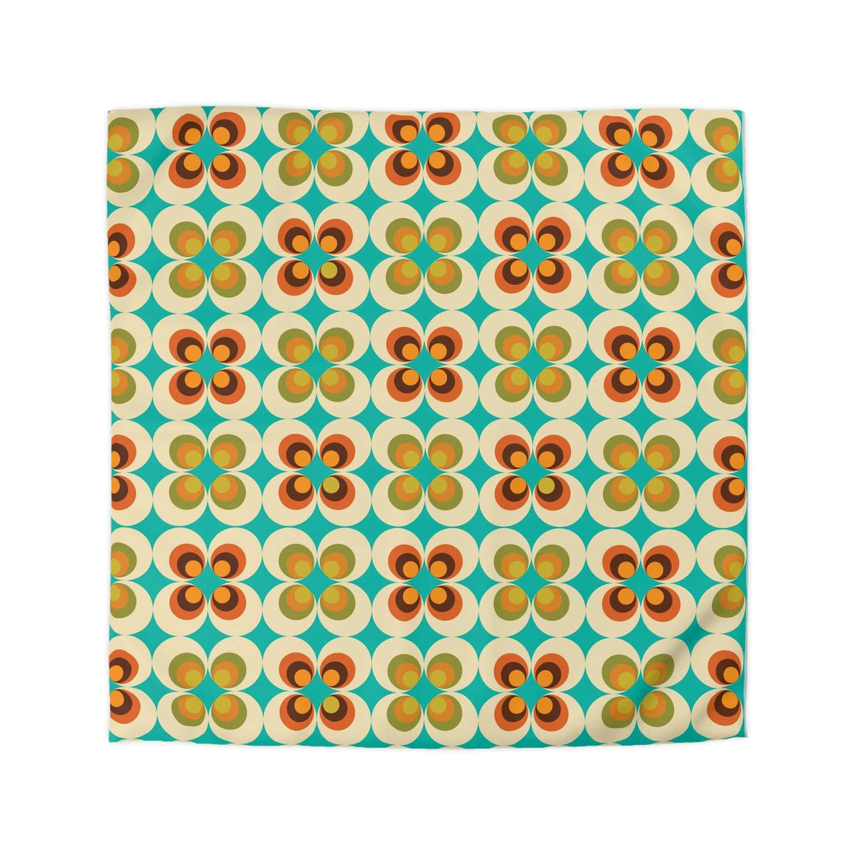 70's Retro Curtain, Orange, Teal, Mustard Yellow, Brown, Mid Century Modern Microfiber Duvet Cover Home Decor