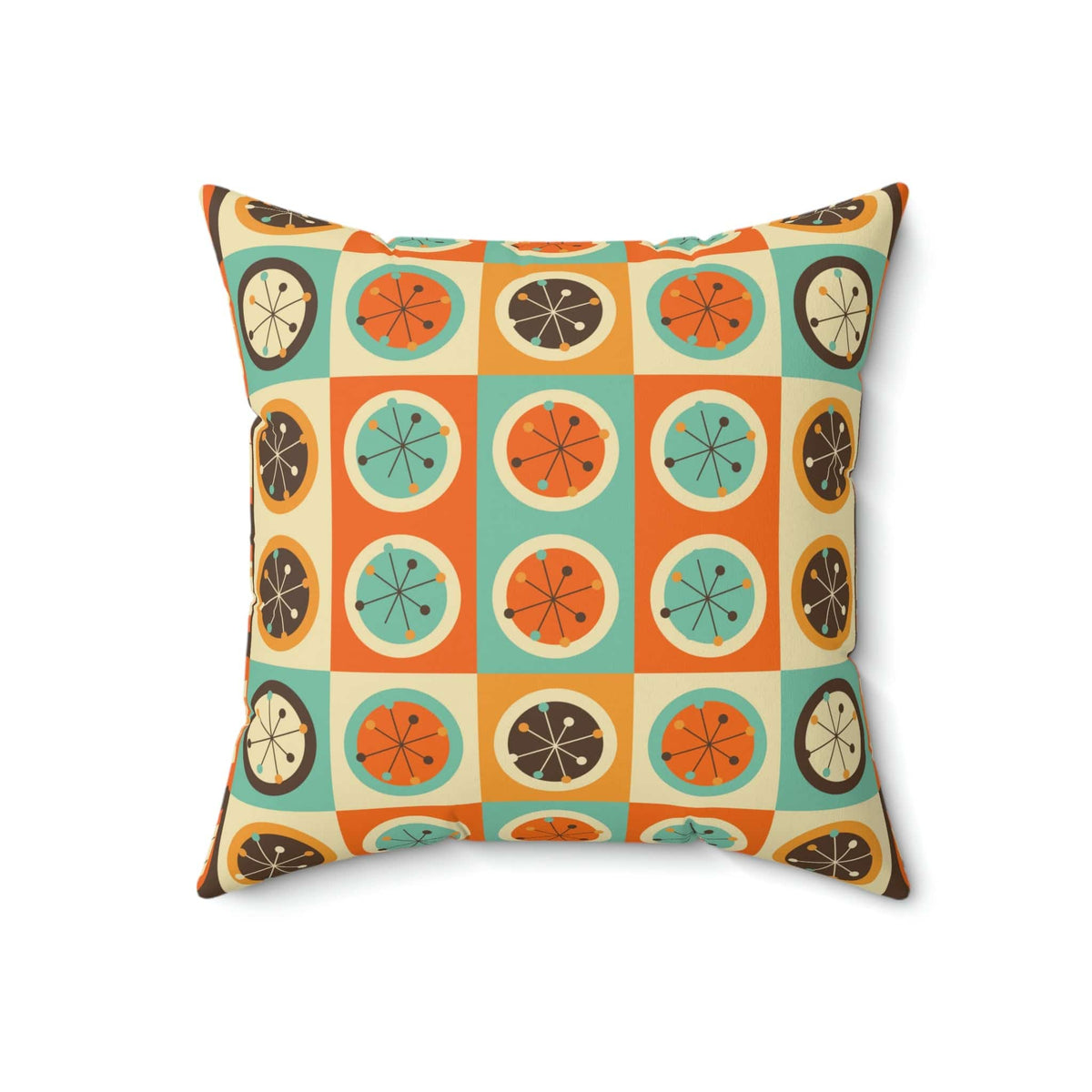 70's Retro Curtains, Bold Geometric Circles Atomic Starburst, Mid Century Modern, Aqua Blue, Burnt Orange, Mustard Yellow MCM Pillow Home Decor