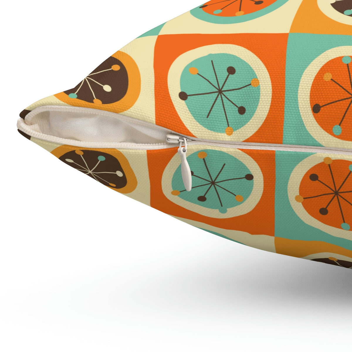 70's Retro Curtains, Bold Geometric Circles Atomic Starburst, Mid Century Modern, Aqua Blue, Burnt Orange, Mustard Yellow MCM Pillow Home Decor