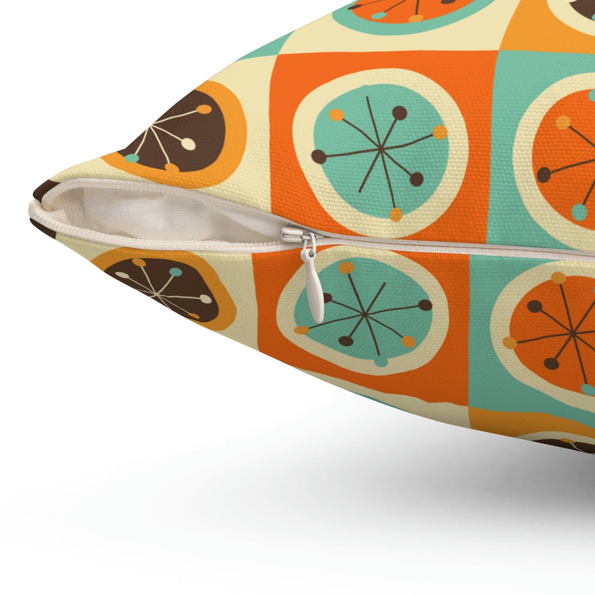 70's Retro Curtains, Bold Geometric Circles Atomic Starburst, Mid Century Modern, Aqua Blue, Burnt Orange, Mustard Yellow MCM Pillow Home Decor