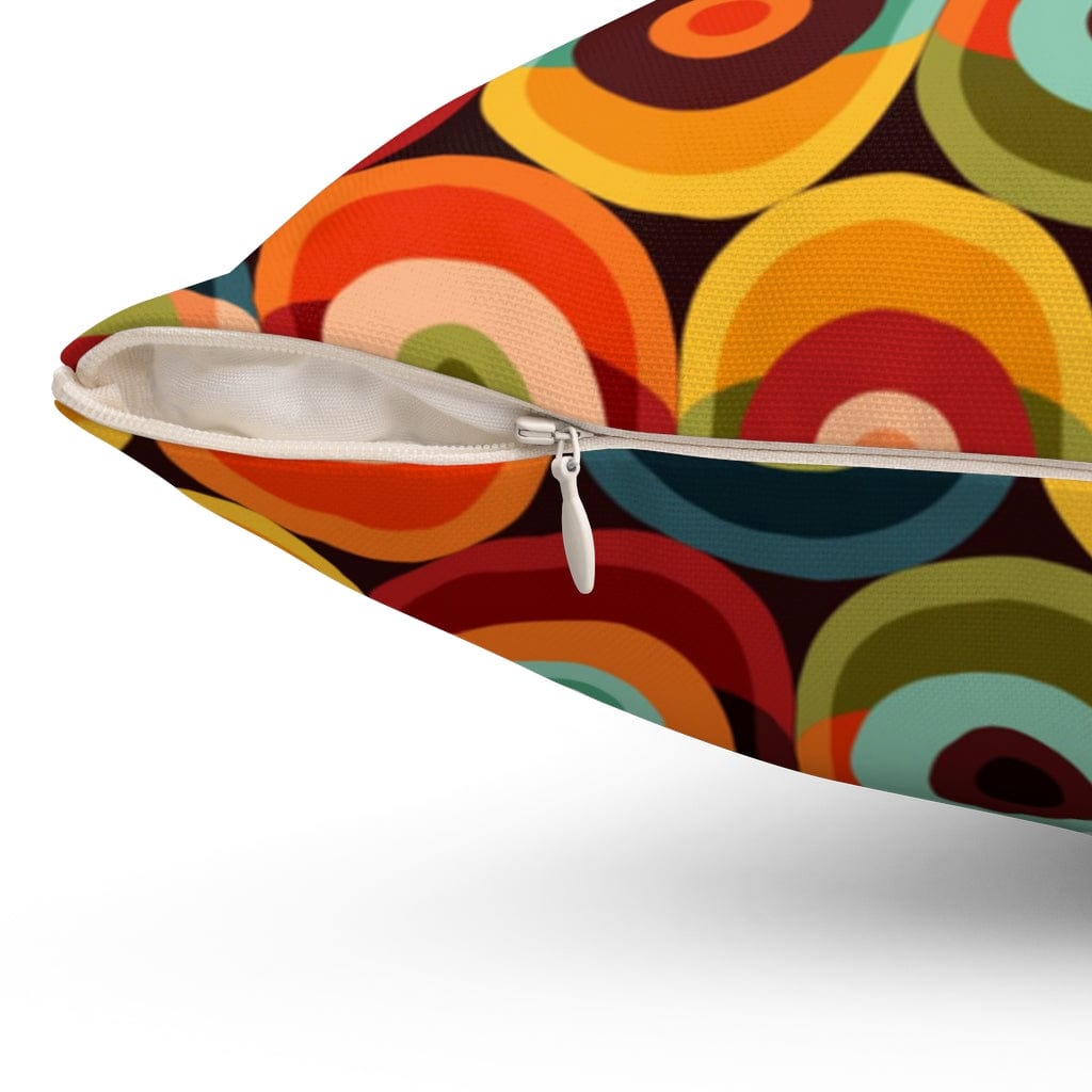 70's Retro, Groovy Vibe, Brown, Orange, Yellow, Green, Brown, Aqua, Teal, Hippie Style, Custom Pillow Cushion And Insert Home Decor