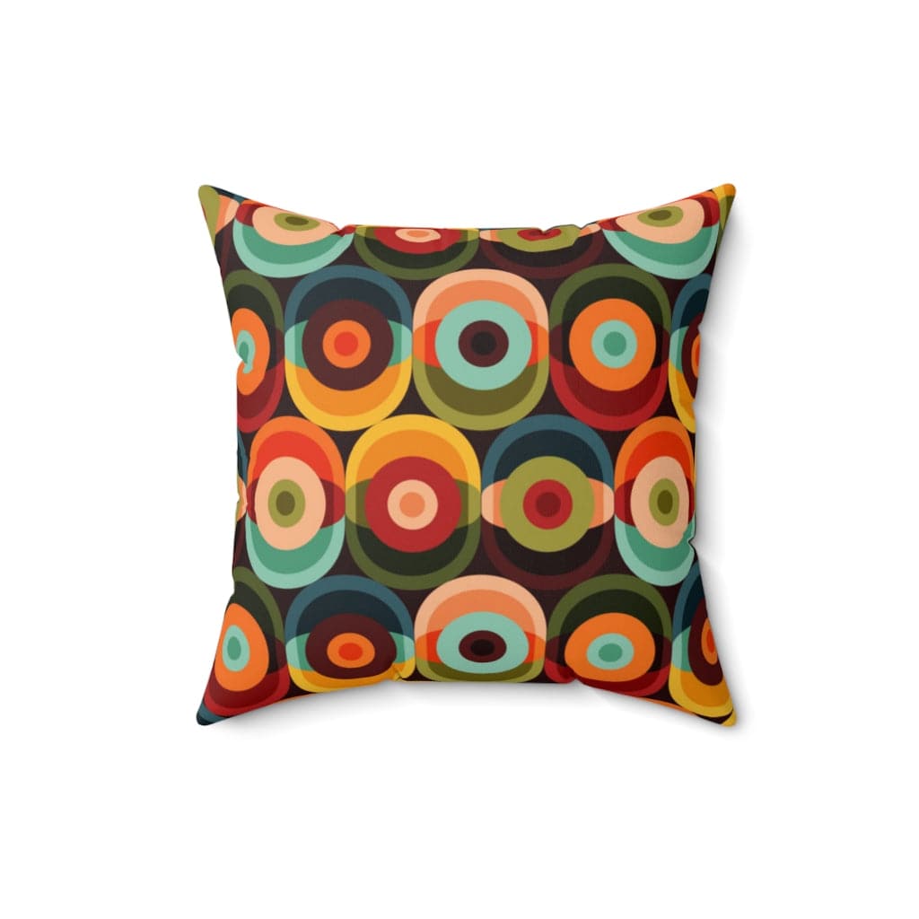 70's Retro, Groovy Vibe, Brown, Orange, Yellow, Green, Brown, Aqua, Teal, Hippie Style, Custom Pillow Cushion And Insert Home Decor
