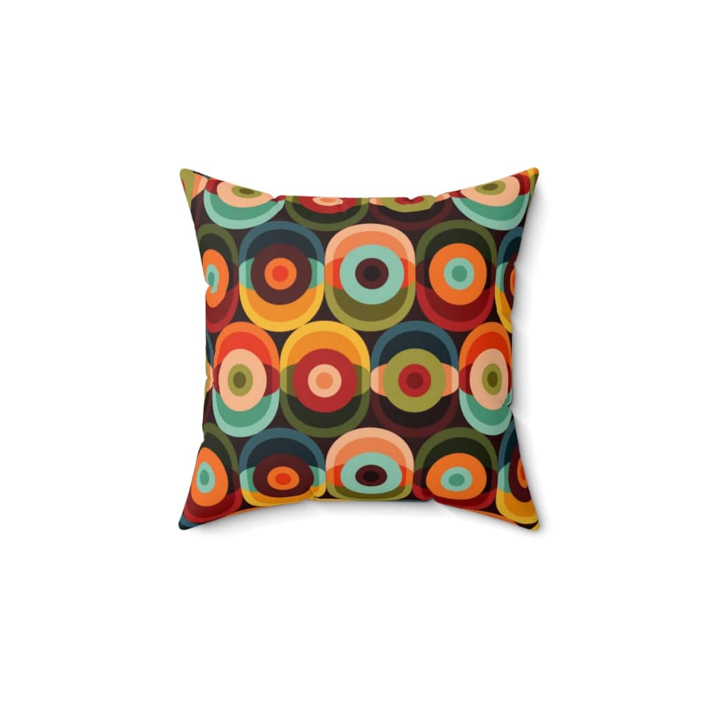 70's Retro, Groovy Vibe, Brown, Orange, Yellow, Green, Brown, Aqua, Teal, Hippie Style, Custom Pillow Cushion And Insert Home Decor