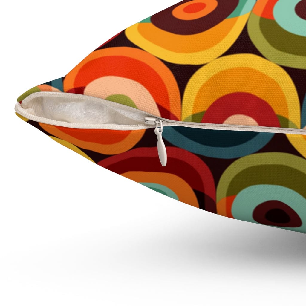70's Retro, Groovy Vibe, Brown, Orange, Yellow, Green, Brown, Aqua, Teal, Hippie Style, Custom Pillow Cushion And Insert Home Decor