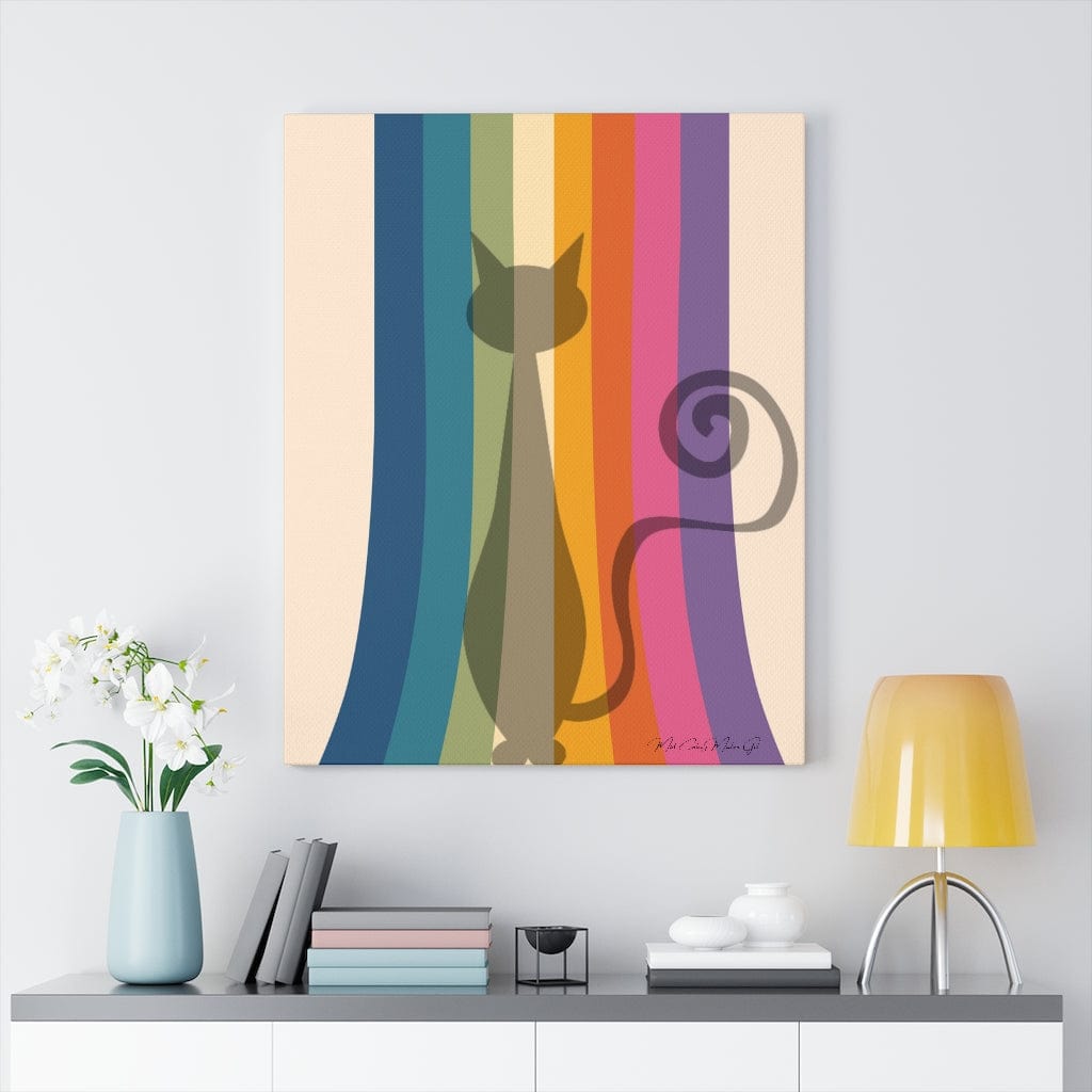 Mid century ~Rainbow Art ~Olive shops cat