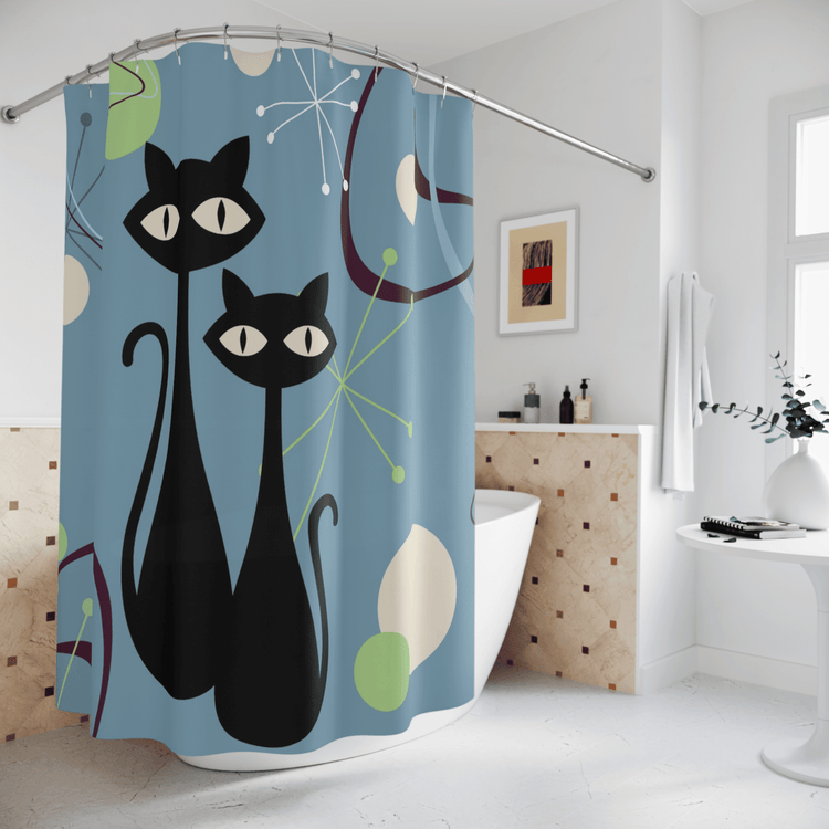 Mid Century Modern Retro Shower Curtains Bath Decor Mid Century