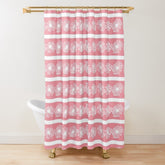 Mid Century Modern, Atomic Pink, Daisy, White, Retro Shower Curtain Home Decor 71" × 74"