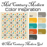Mid Century Modern, Green, Atomic Boomerang Blue Grass Retro MCM Mid Mod Shower Curtain Home Decor 71" × 74"