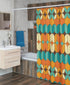 Mid Century Modern Orange, Brown, Teal and Cream Retro Shower Curtain Home Decor 71" × 74"