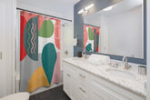 Retro Boho Modern Abstract Colorful Geometric Mid Century Shower Curtain Home Decor 71" × 74"