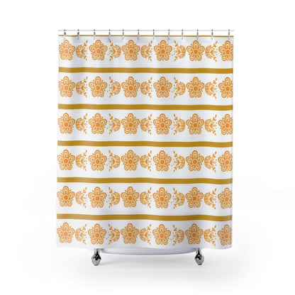 Retro Golden Butterfly, Mod Daisy, Vintage Lover Collector Shower Curtain Home Decor 71&quot; × 74&quot;