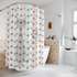 Retro Shower Curtain, Atomic Cat, White, Mid Century Modern Atomic Star Burst, Teal, Mustard Yellow, Burnt Orange, Brown Home Decor 71" × 74"