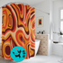 Retro Shower Curtain, Groovy Orange, Brown, Yellow Swirl Psychedelics , Y2K Home Decor, Hippie Dorm, Apartment Home Decor Home Decor 71" × 74"