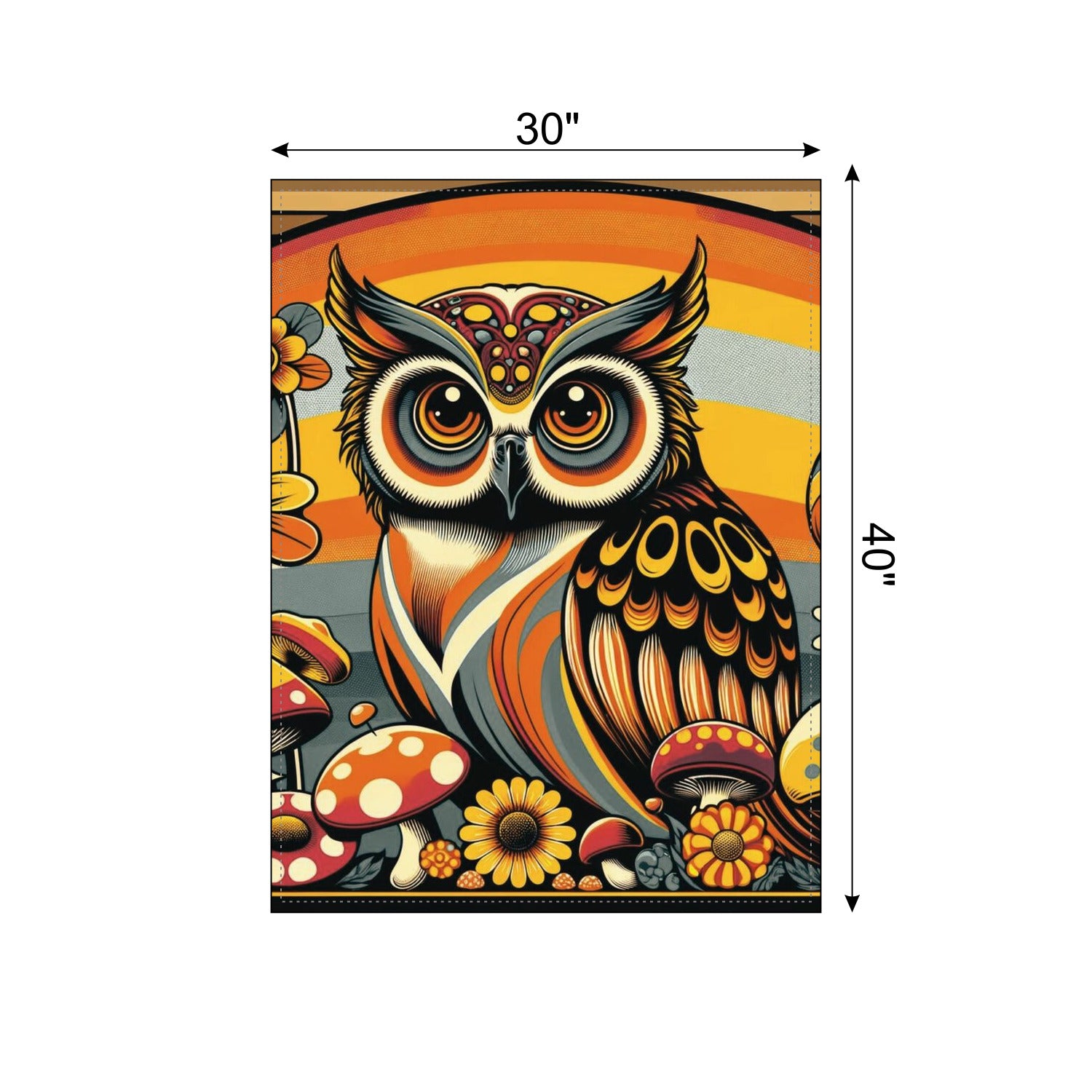 70s Owl Blanket, Merry Mushroom Cottagecore, Boho, Hippie Orange, Brown Groovy 1970s Sherpa Blanket