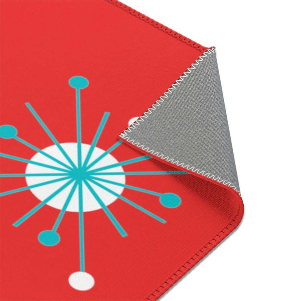 Atomic Astro Starburst Retro Red, Mid Century Modern Red, Aqua, White Atomic Age Area Rugs