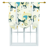 Atomic Cat, Kitschy, Retro Boomerang Mid Century Modern Tie Up Curtain Curtains
