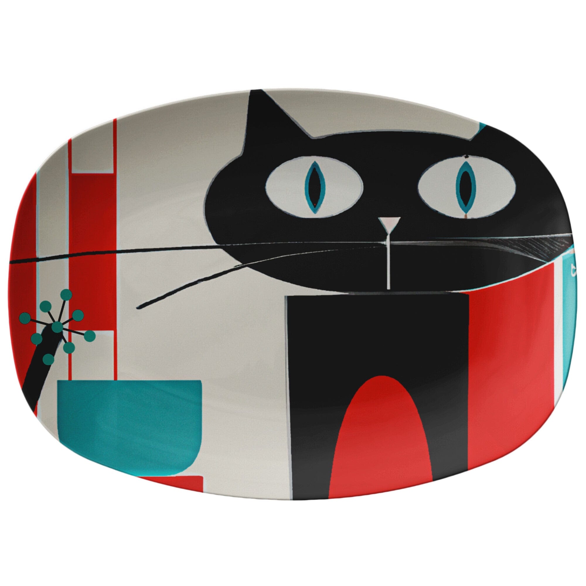Atomic Cat, Meow, Mid Century Modern Platter Kitchenware