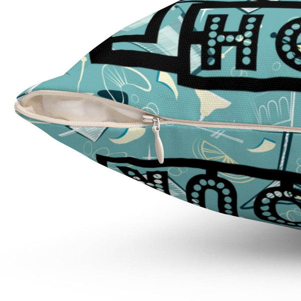 Atomic Cat, Mid Century Modern, Happy Hour, 50's Martini Cocktail, Retro Aqua Blue, Pillow And Insert
