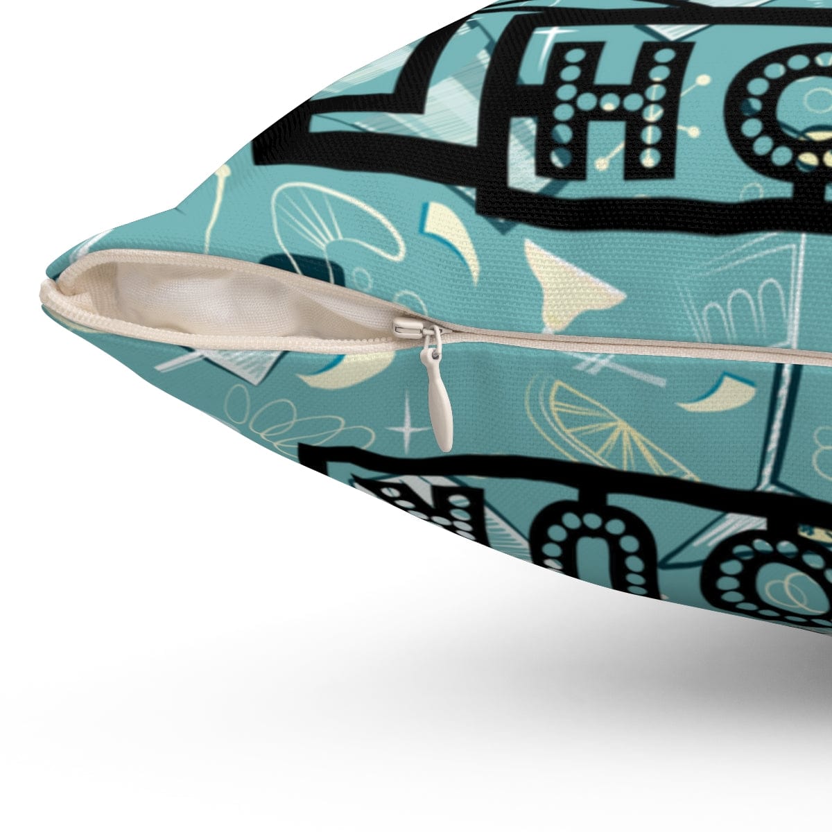 Atomic Cat, Mid Century Modern, Happy Hour, 50's Martini Cocktail, Retro Aqua Blue, Pillow And Insert Home Decor