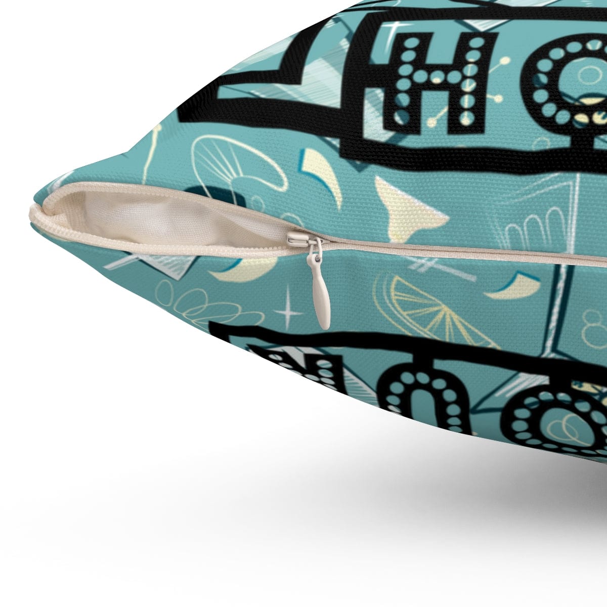 Atomic Cat, Mid Century Modern, Happy Hour, 50's Martini Cocktail, Retro Aqua Blue, Pillow And Insert Home Decor