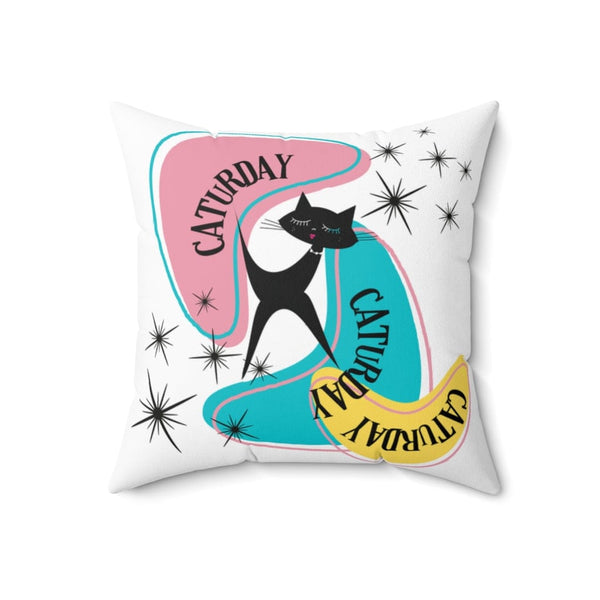 Atomic Cat Pillow, Caturday,  Mid Century Modern Boomerang, Mid Mod Retro Pillow And Insert