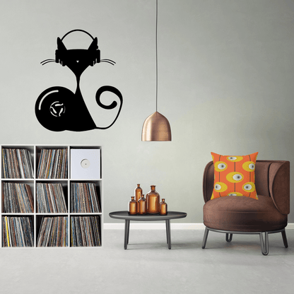 Atomic Cat, Record, 45 Record Adapter, Groovy Music Cat Metal Wall Art Wall Art