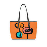 Atomic Cat, Retro Orange, Geometric, Mid Century Modern Style PU Leather Shoulder Bag Bags