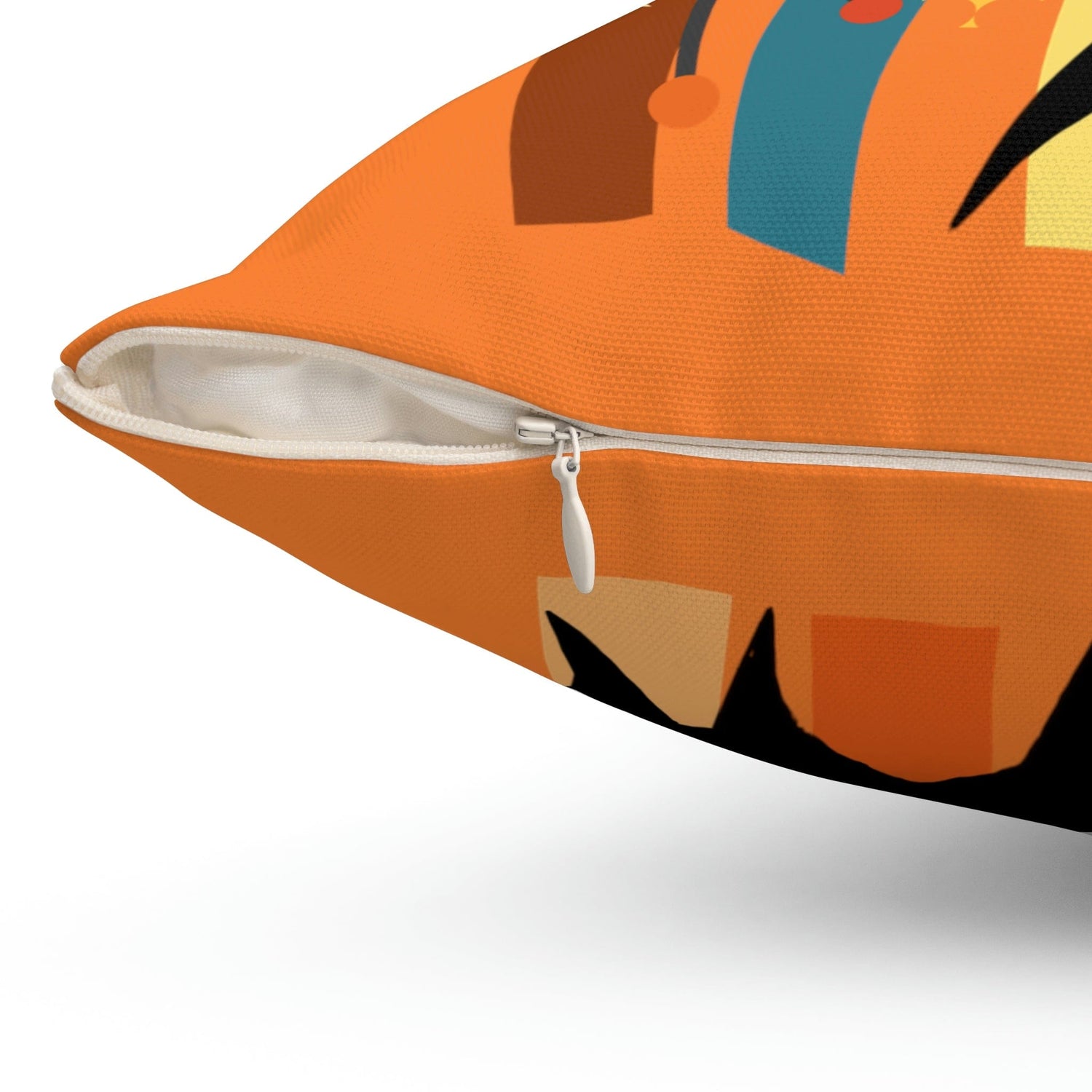 Atomic Cat, Retro Orange, Geometric, Starburst, MCM Black Cat Lover Gift Pillow Cover Home Decor