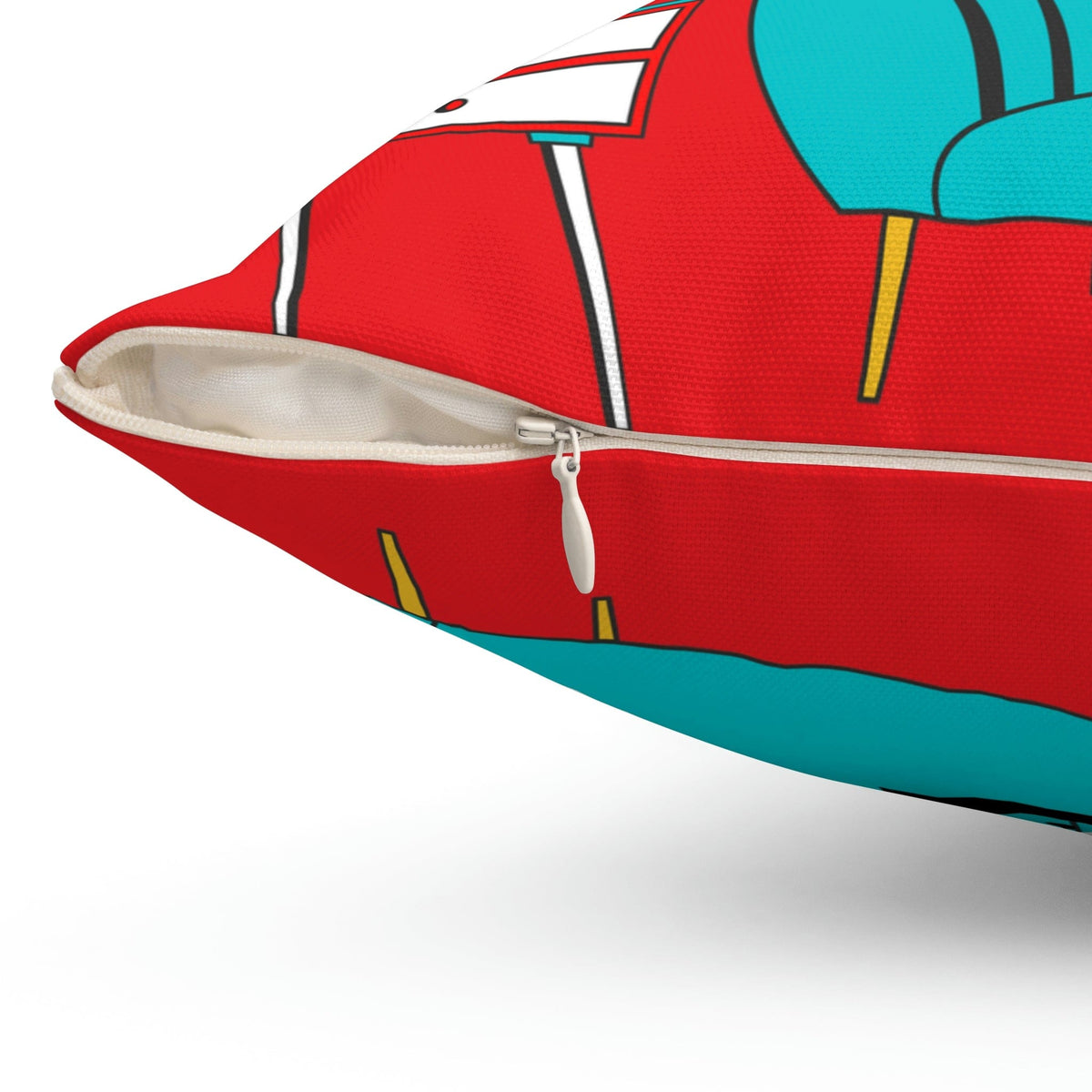 Atomic Cat, Sputnik Red, Aqua Blue, Mid Century Modern Pillow And Insert Home Decor