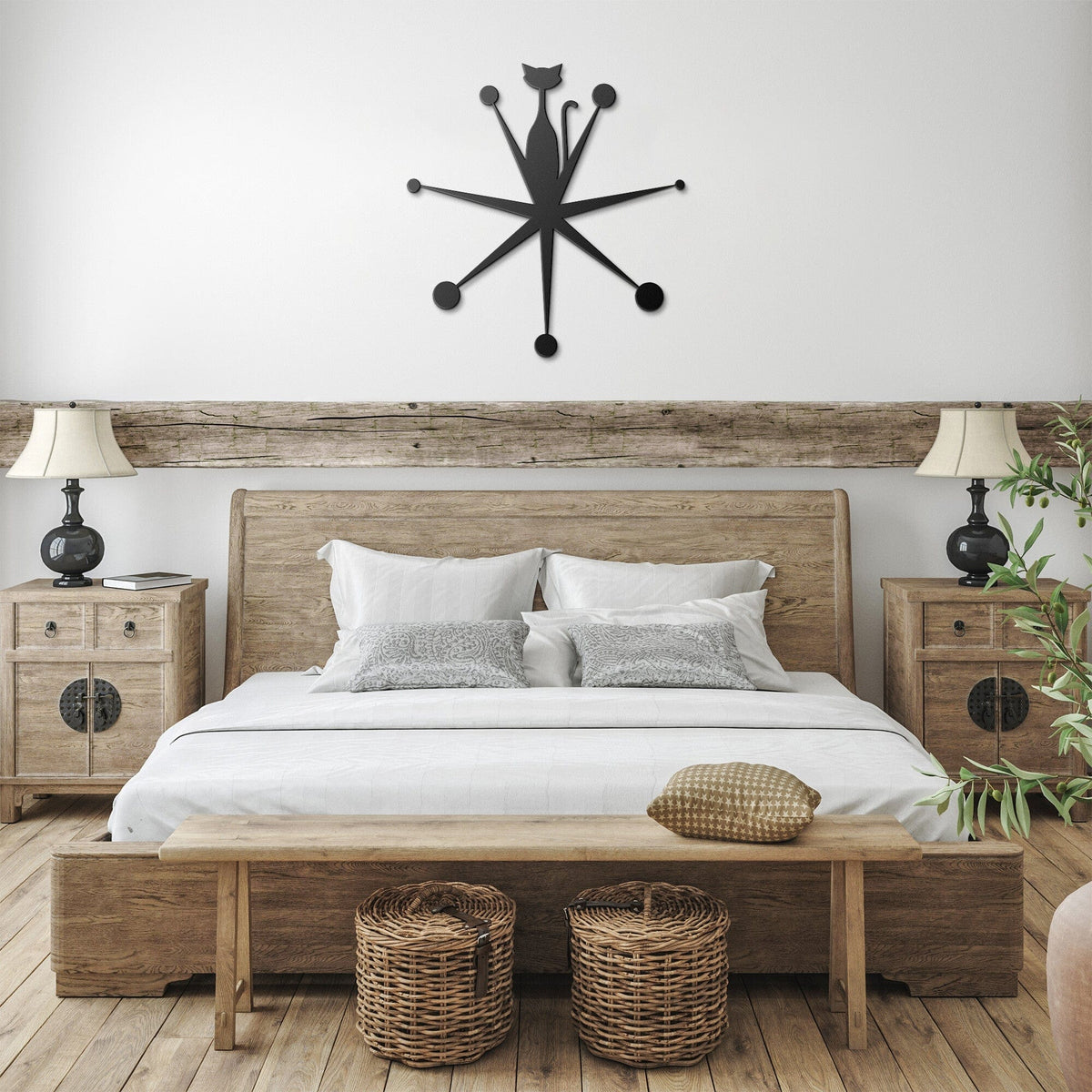Atomic Cat Starburst Retro Mid Century Modern Metal Wall Art 18 Gauge Steel Wall Art