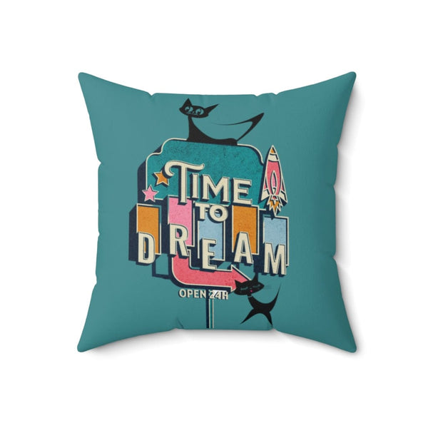 Atomic Kitty, Retro Time To Dream, Mid Mod Retro, Mid Century Modern, Turquoise, Pink, Pillow Cushion And Insert