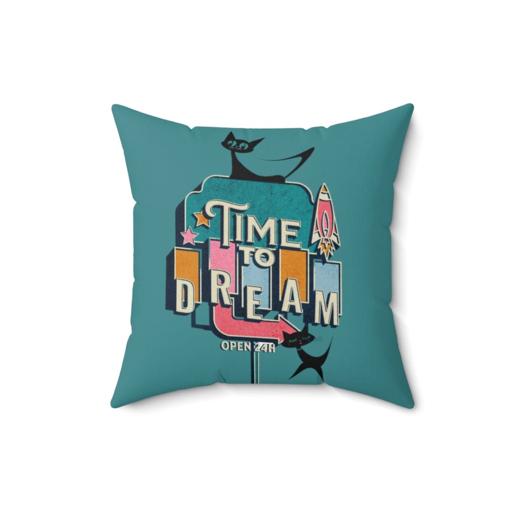 Atomic Kitty, Retro Time To Dream, Mid Mod Retro, Mid Century Modern, Turquoise, Pink, Pillow Cushion And Insert Home Decor