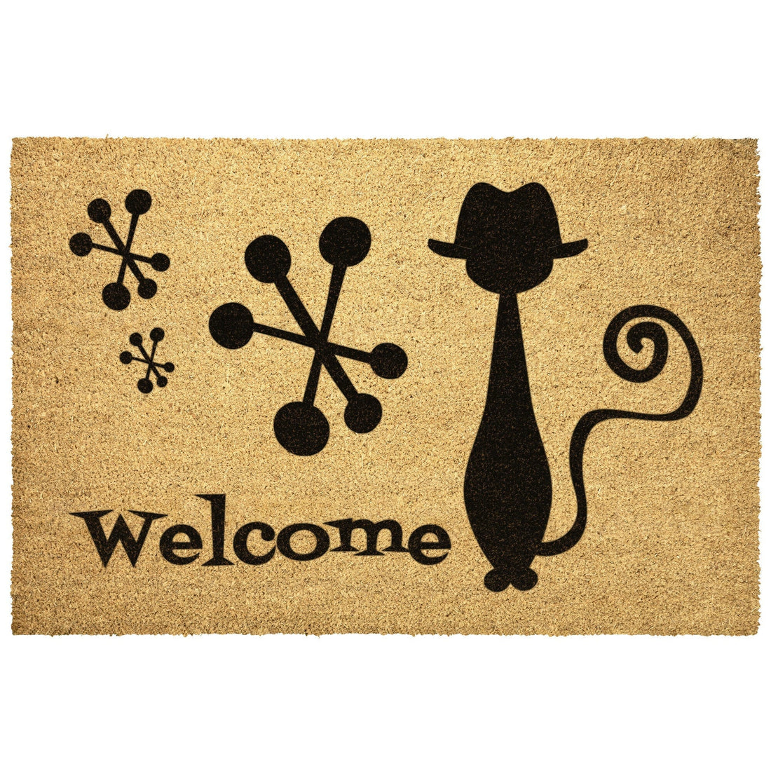 Atomic Living Welcome Mat, Atomic Hipster Cat Mid Century Modern Outdoor Entry Mat Home Goods